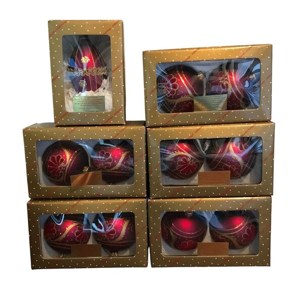 Handcrafted Christmas Glass Ornaments From Dillards 12 Total Pieces - Picture 1 of 7